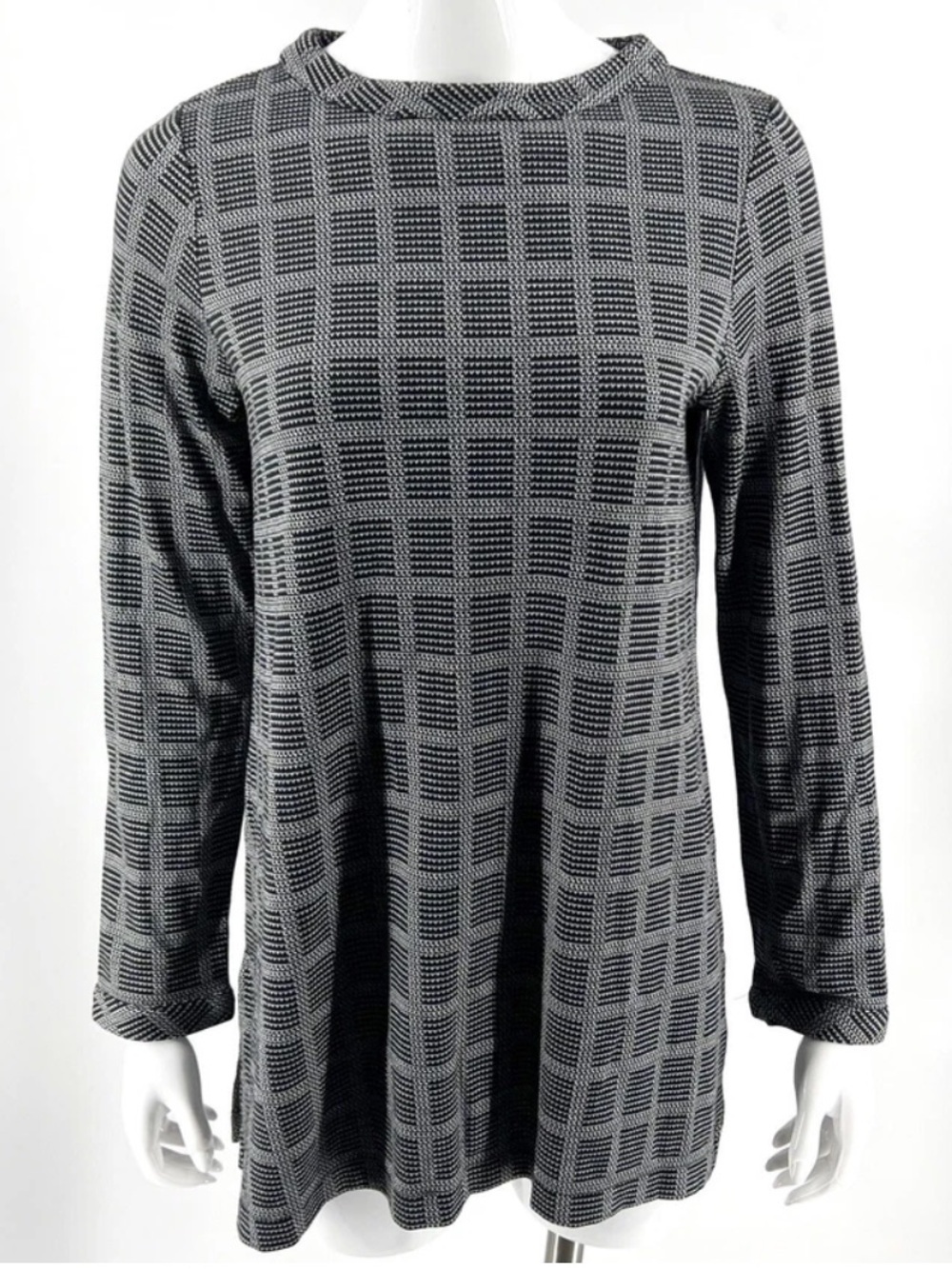 J Jill wearever collection checkered black long sleeve tunic Large petite